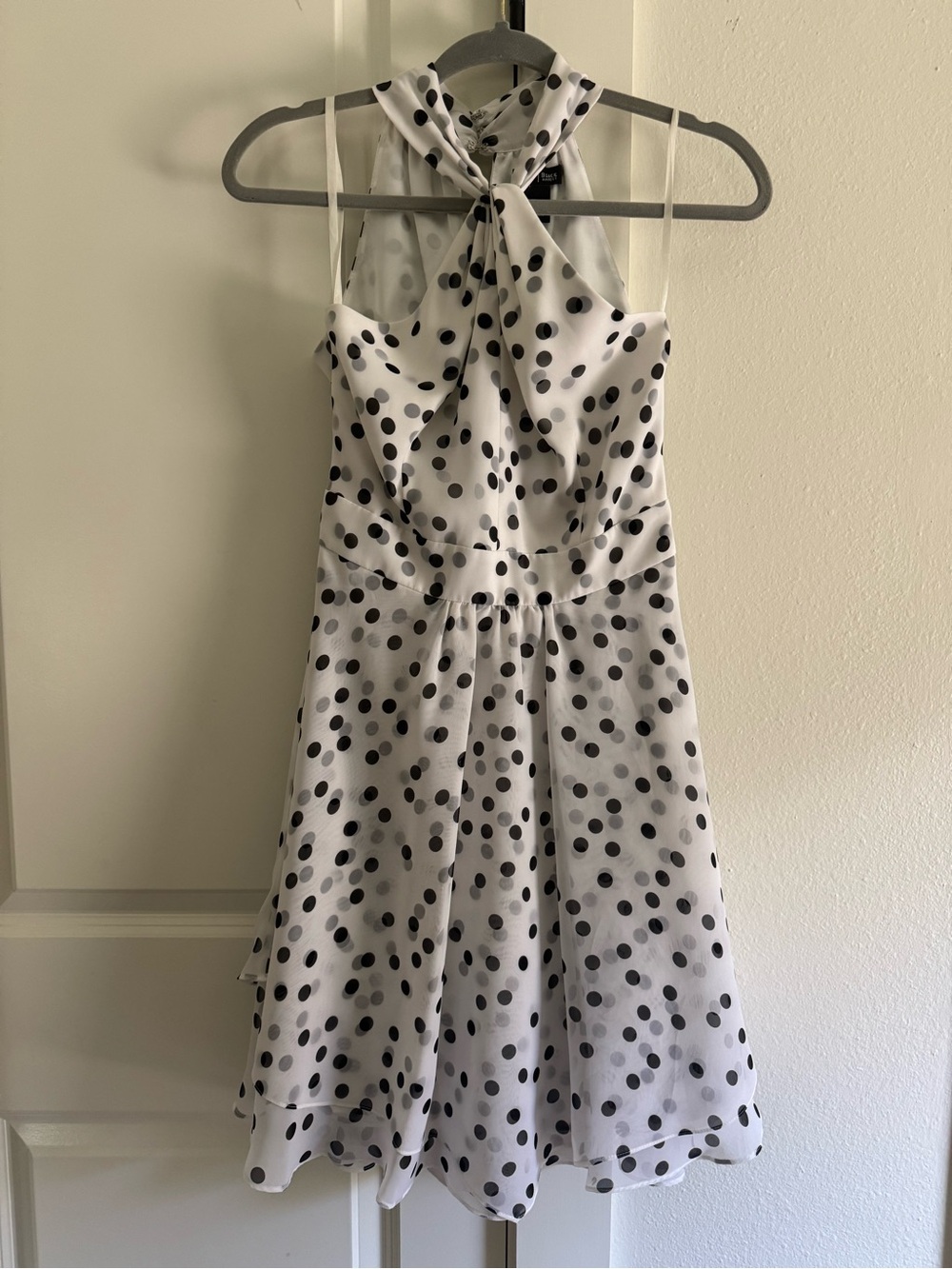 White House/Black Market Polka Dot Halter Neck Dress